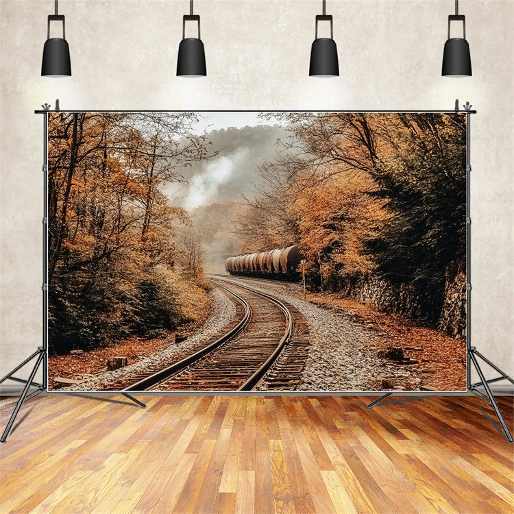 Forest Photo Backdrop Woodland Railway Charm Fall Backdrop CSH6-215