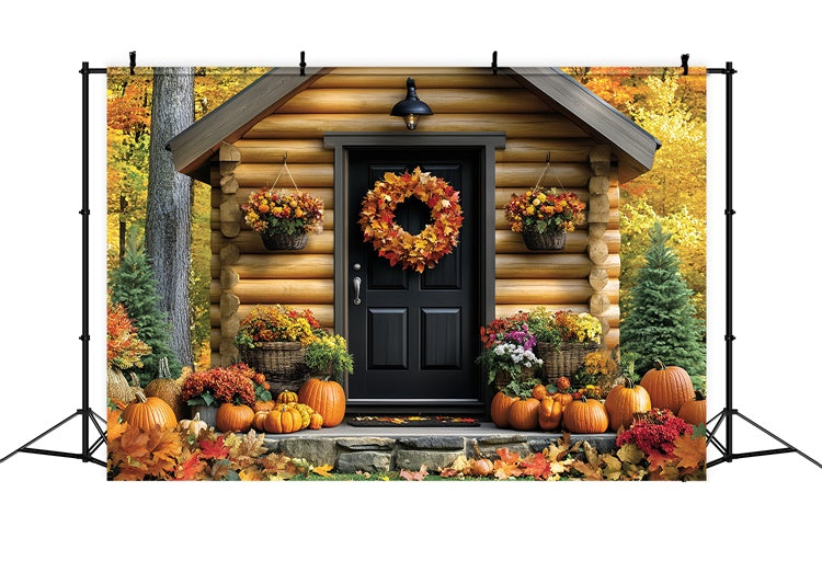 Fall Backdrop For Pictures Cozy Cabin Entrance Backdrop CSH6-217