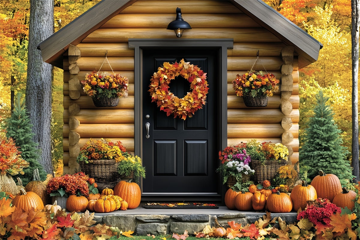 Fall Backdrop For Pictures Cozy Cabin Entrance Backdrop CSH6-217