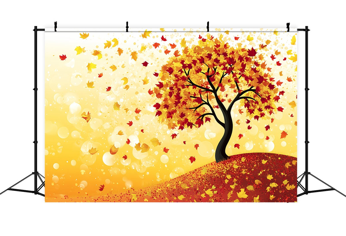 Autumn Leaves Backdrop Cartoon Tree Fantasy Backdrop CSH6-225