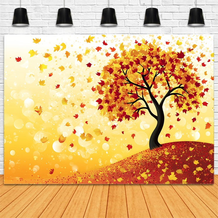 Autumn Leaves Backdrop Cartoon Tree Fantasy Backdrop CSH6-225