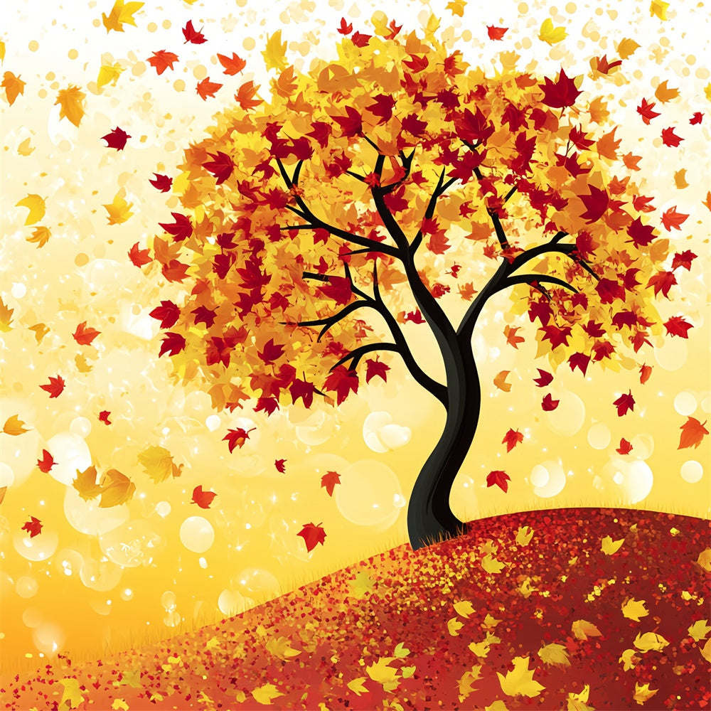 Autumn Leaves Backdrop Cartoon Tree Fantasy Backdrop CSH6-225
