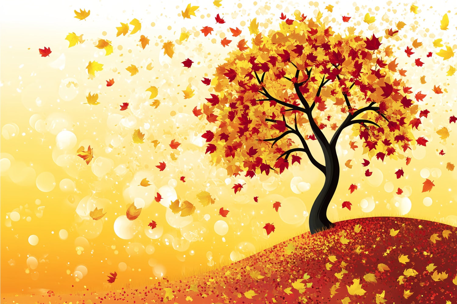 Autumn Leaves Backdrop Cartoon Tree Fantasy Backdrop CSH6-225