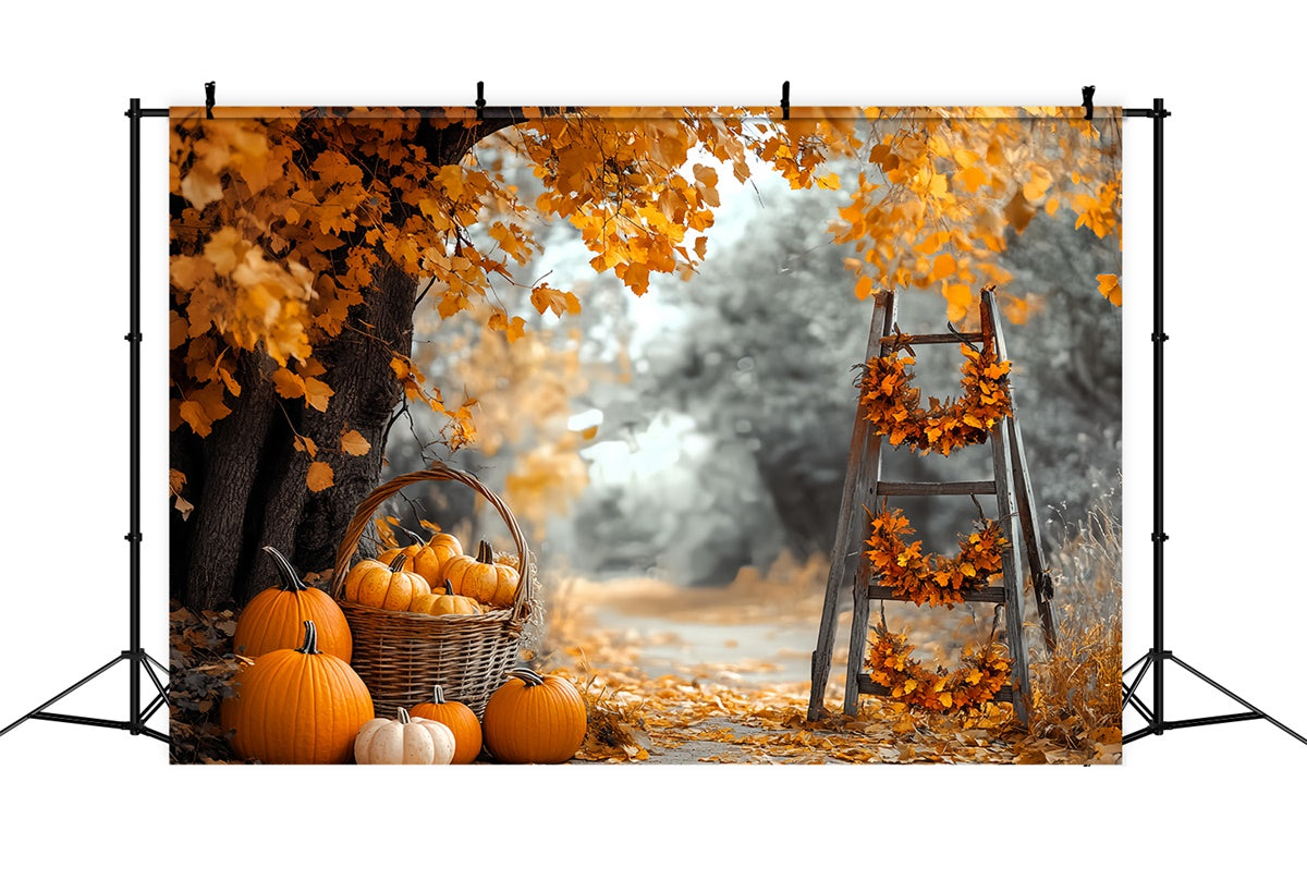 Fall Photo Backdrop Harvest Ladder Pumpkin Backdrop CSH6-228