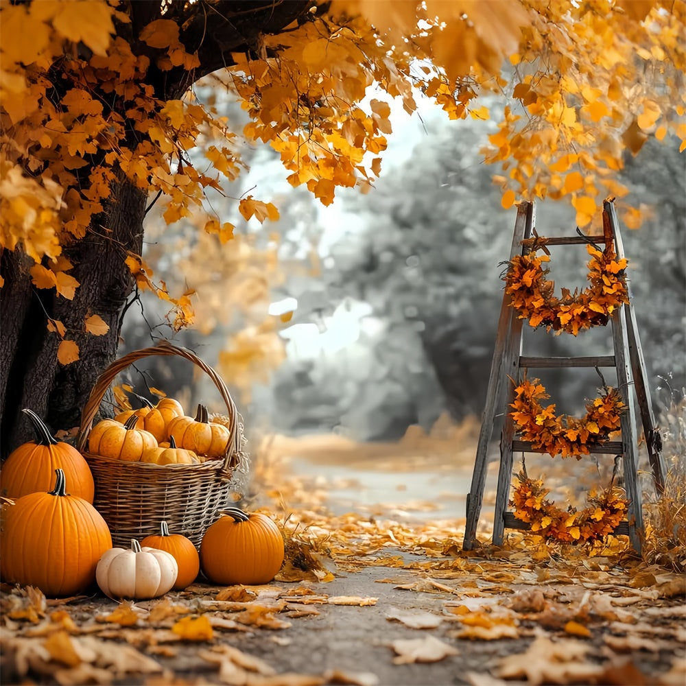 Fall Photo Backdrop Harvest Ladder Pumpkin Backdrop CSH6-228