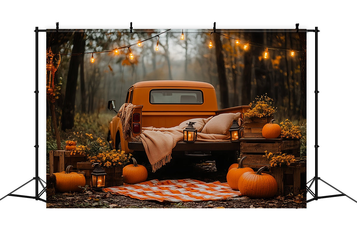 Forest Backdrop Rustic Truck Picnic Autumn Photo Backdrop CSH6-229