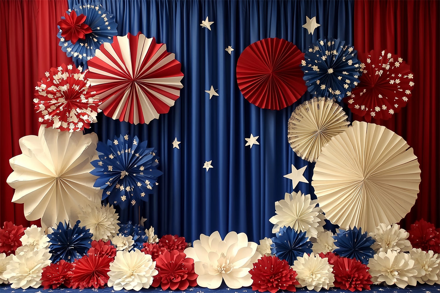 4th of July Photography Backdrops Freedom Stars Fans Backdrop CSH6-23