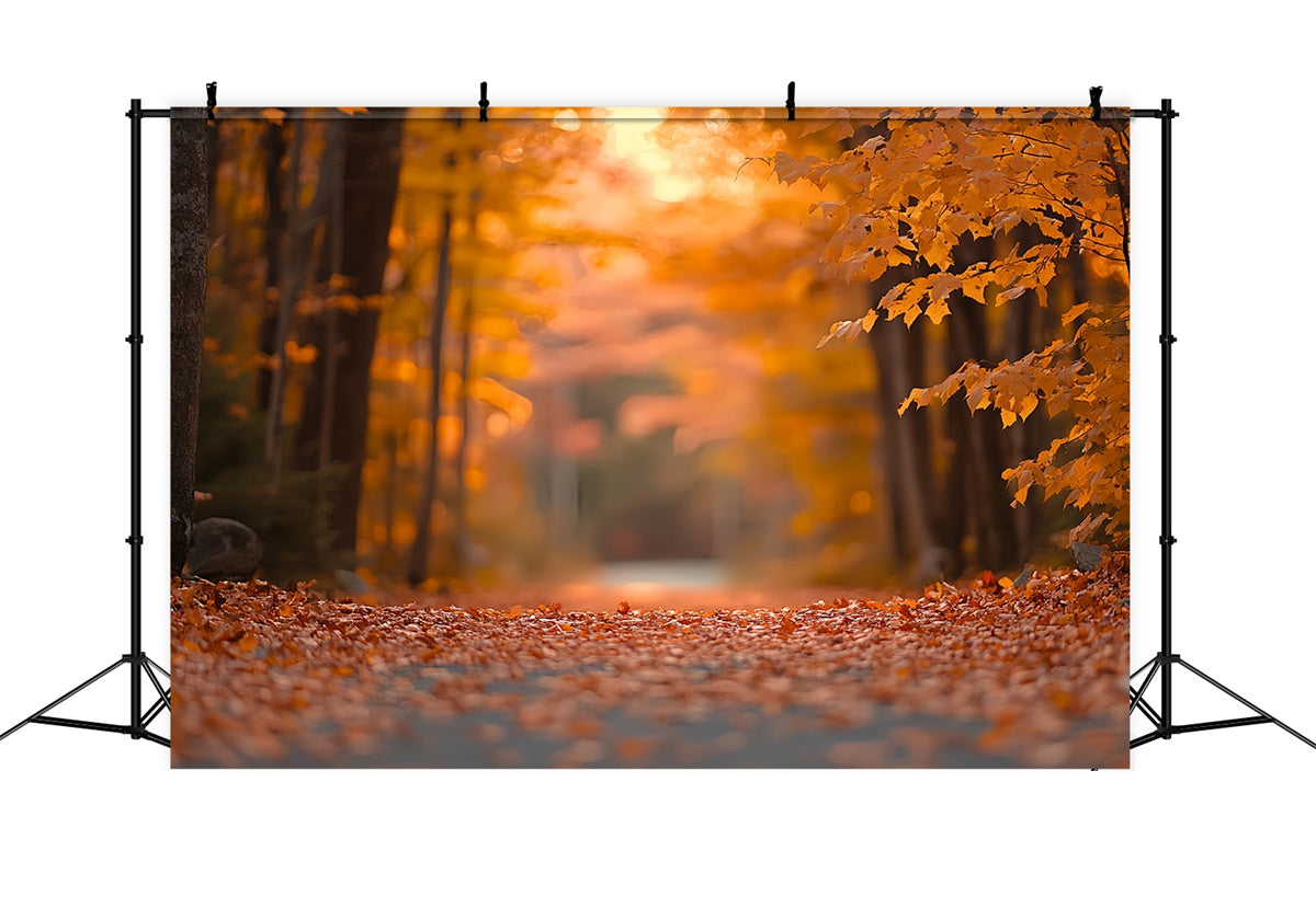 Fall Leaves Backdrop Tranquil Autumn Path Forest Backdrop CSH6-230