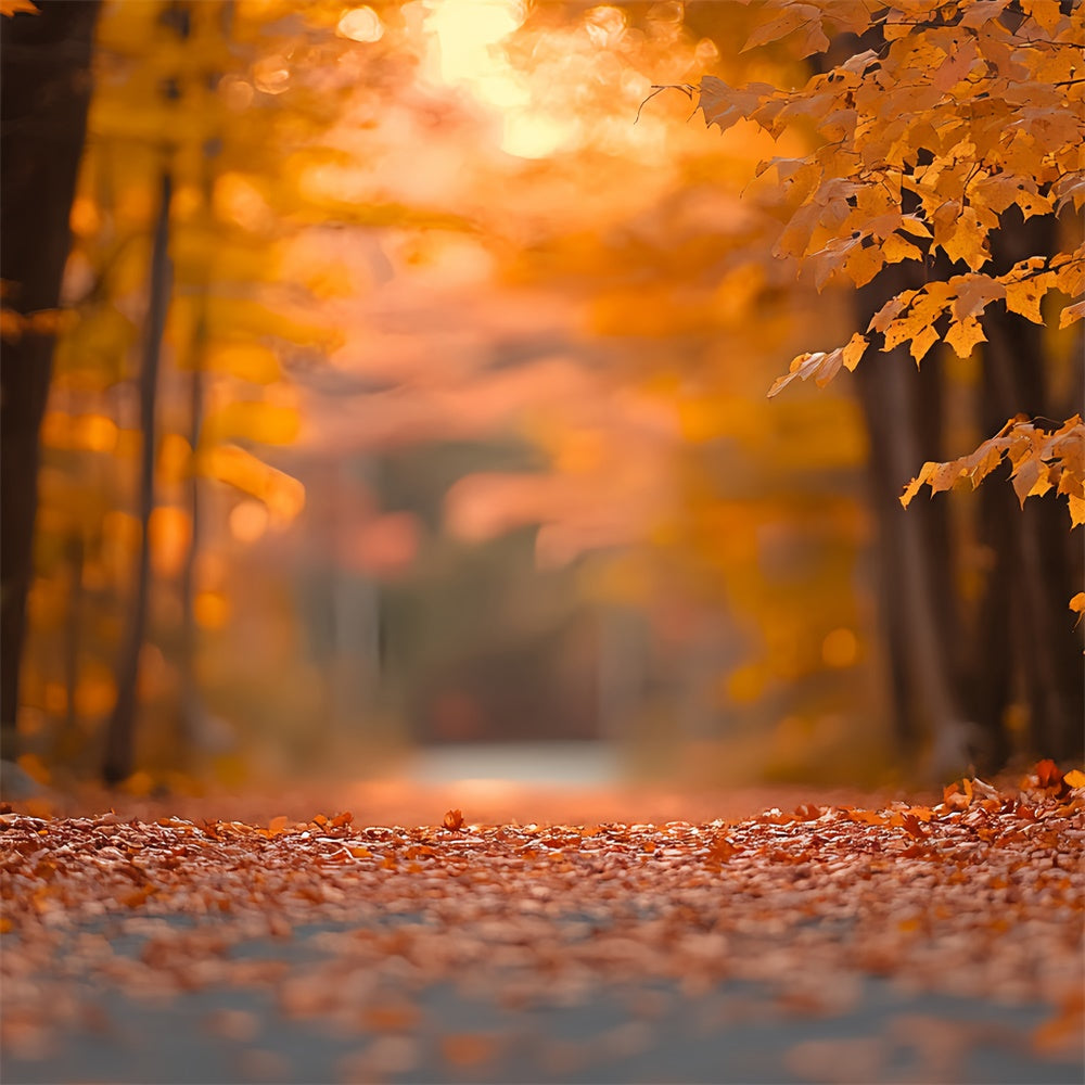 Fall Leaves Backdrop Tranquil Autumn Path Forest Backdrop CSH6-230