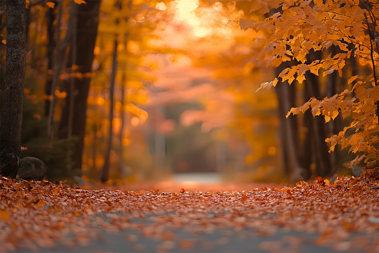 Fall Leaves Backdrop Tranquil Autumn Path Forest Backdrop CSH6-230