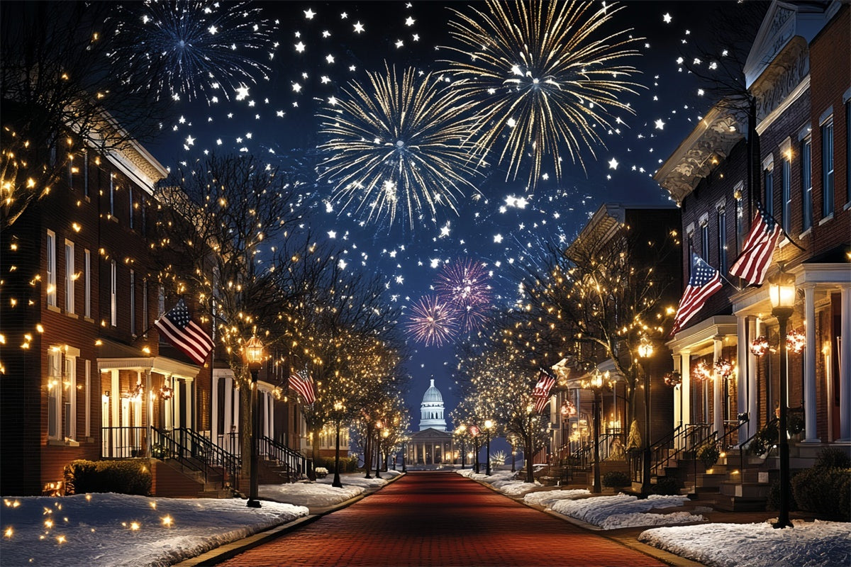 4th of July Firework Backdrop Patriotic Night Fireworks Backdrop CSH6-24