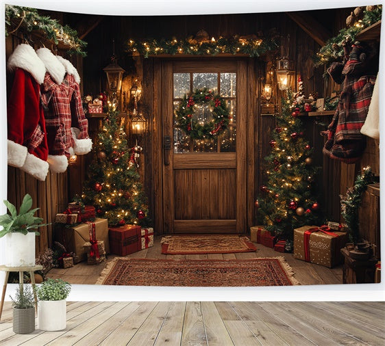 Christmas Backdrop Ideas Rustic Christmas Porch Backdrop CSH6-246