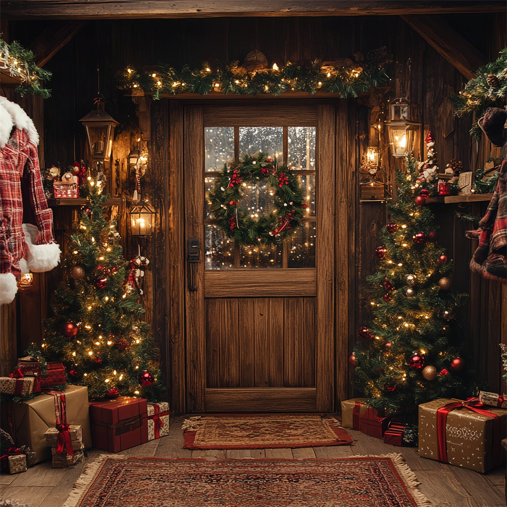 Christmas Backdrop Ideas Rustic Christmas Porch Backdrop CSH6-246