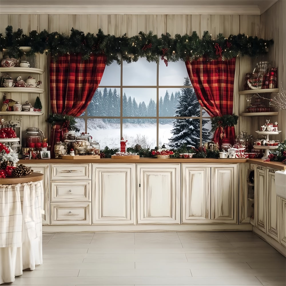 Christmas Backdrops For Photos Rustic Baking Cottage Backdrop CSH6-248