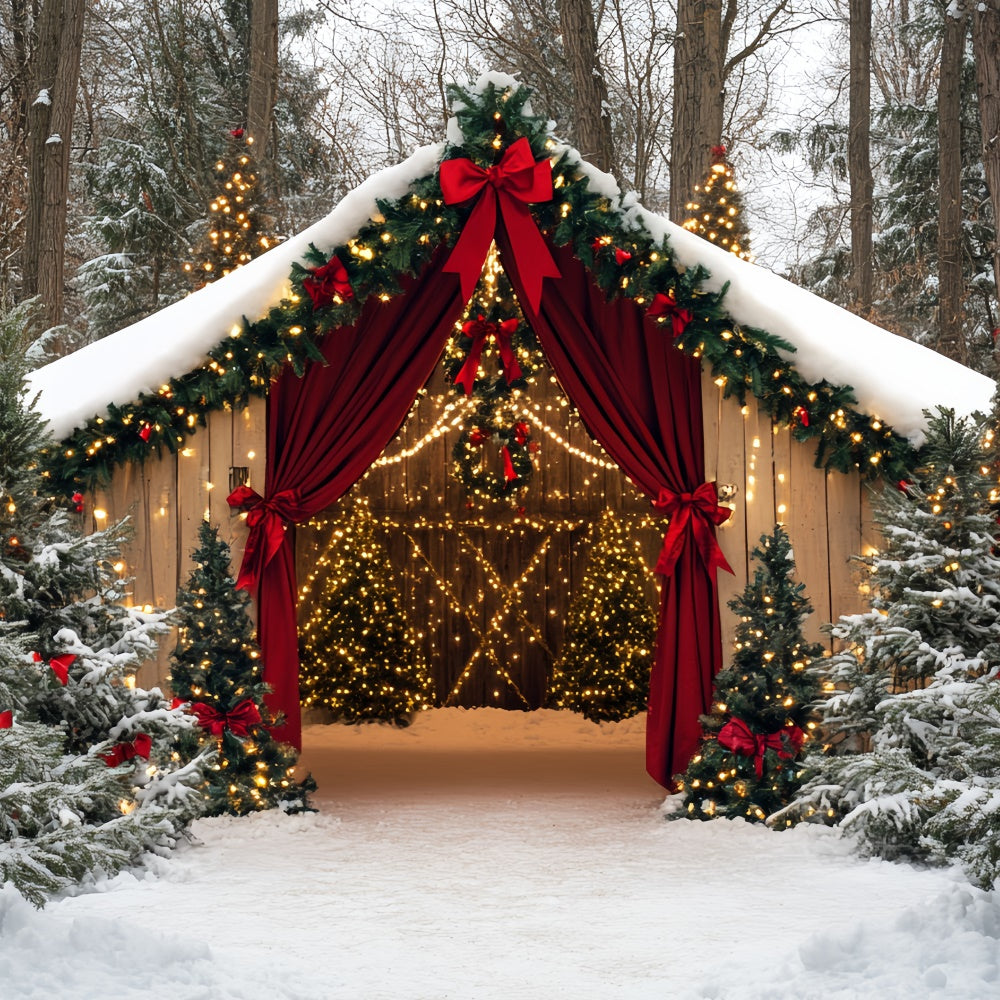 Christmas Photo Backdrop Holiday Barn Wonderland Backdrop CSH6-249