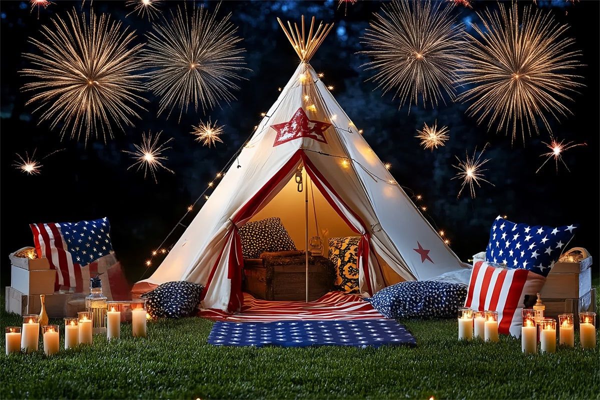 4th of July Fireworks Backdrop Fireworks Cozy Tent Backdrop CSH6-25