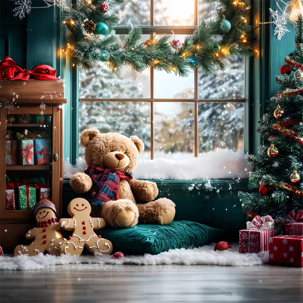 Christmas Backdrop For Photos Teddy Bear Gingerbread Backdrop CSH6-252