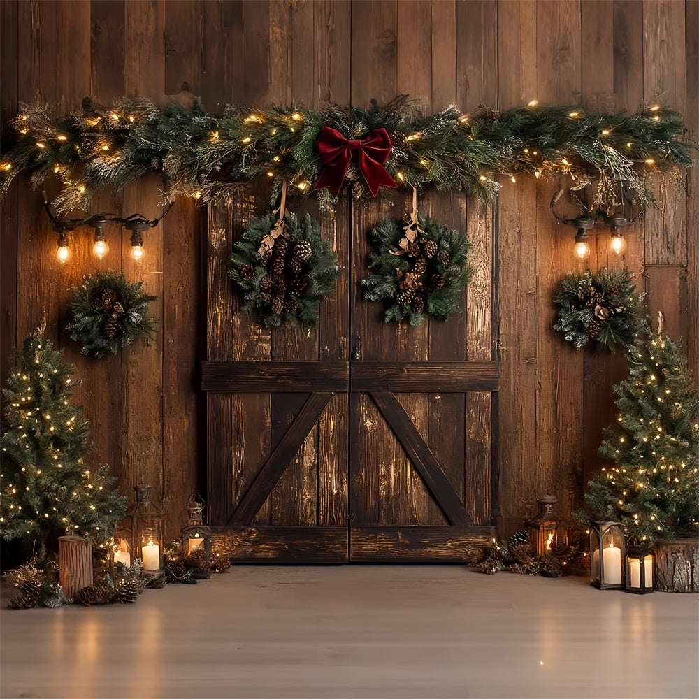 Christmas Photo Backdrop Pinecone Garland Rustic Backdrop CSH6-253