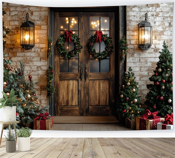 Christmas Backdrops For Photography Warm Glow Porch Backdrop CSH6-261
