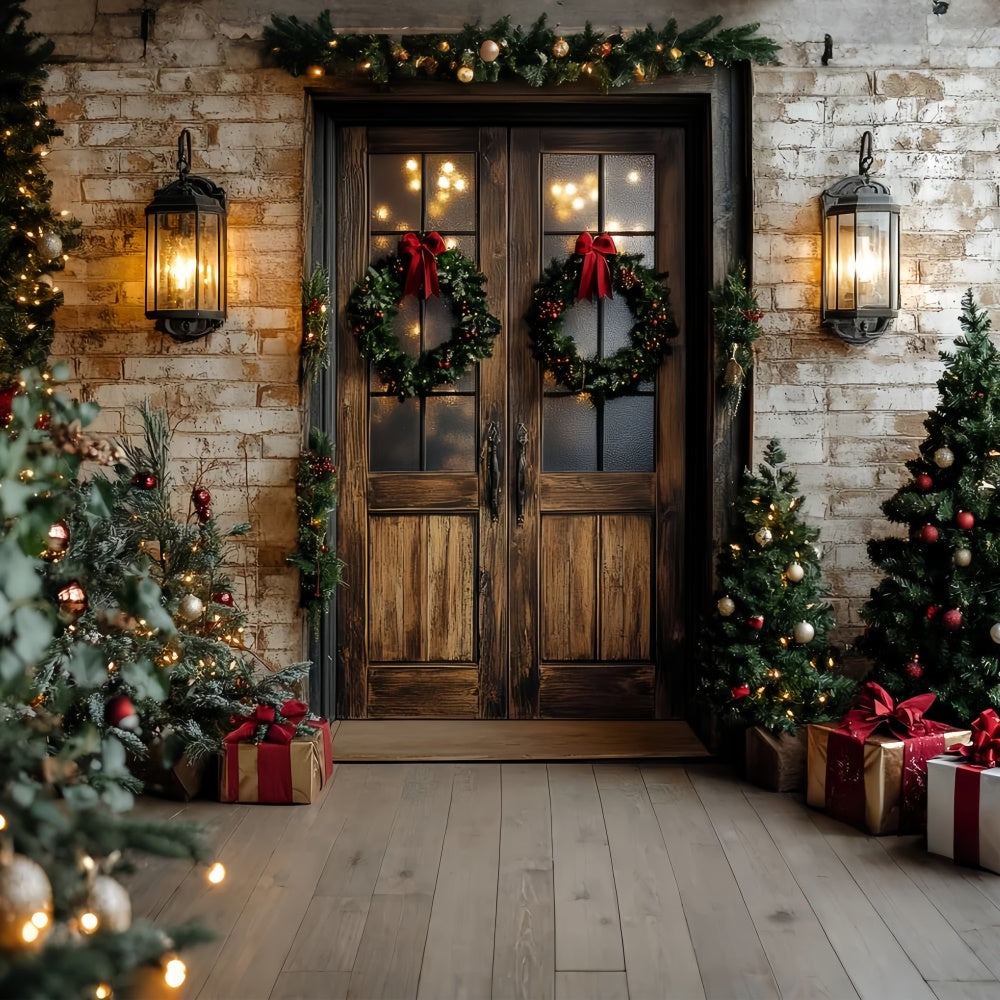 Christmas Backdrops For Photography Warm Glow Porch Backdrop CSH6-261