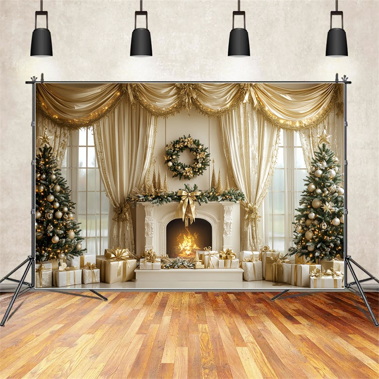 Christmas Fireplace Backdrop Elegant Fireplace Holiday Backdrop CSH6-262