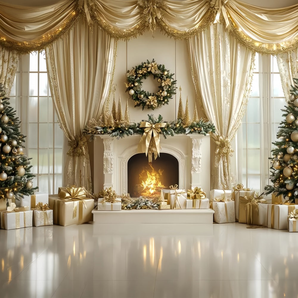 Christmas Fireplace Backdrop Elegant Fireplace Holiday Backdrop CSH6-262