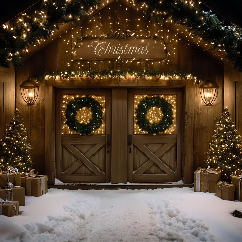 Christmas Photography Backdrops Festive Cabin Entry Backdrop CSH6-267
