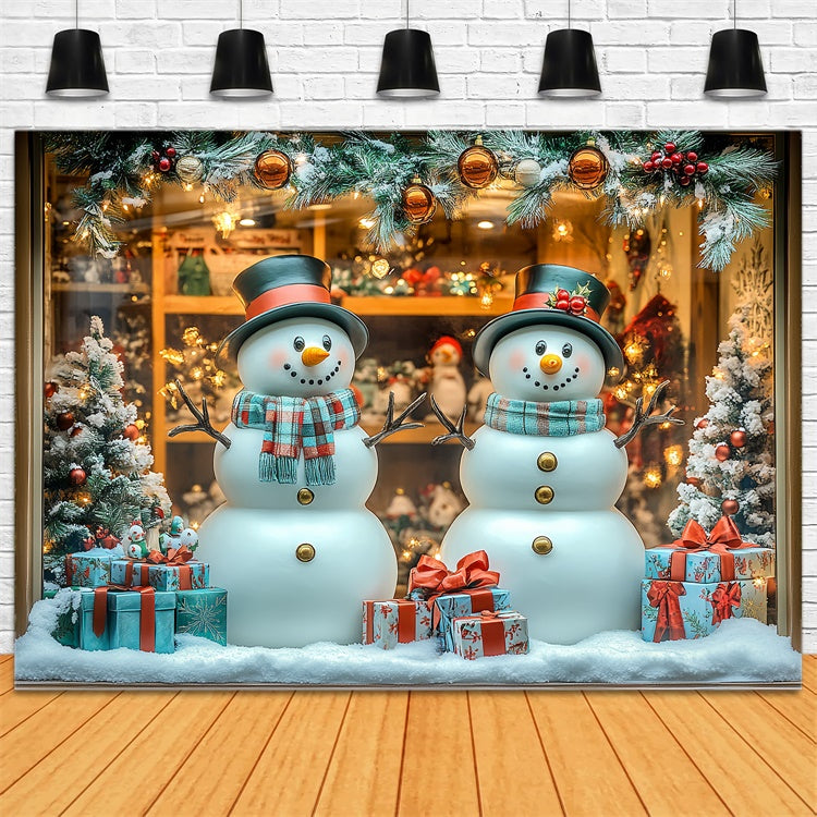 Christmas Backdrop Playful Snowman Display Backdrop CSH6-268