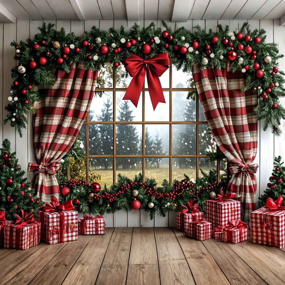 Christmas Photo Backdrops Rustic Holiday Window Backdrop CSH6-274