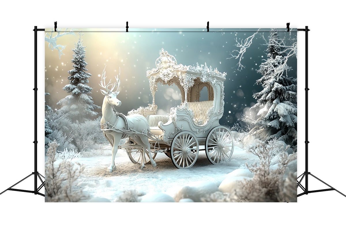 Christmas Backdrops Enchanted Winter Carriage Backdrop CSH6-285