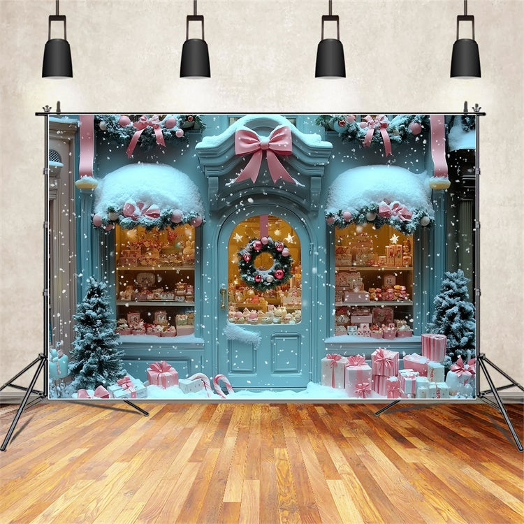 Christmas Backdrops For Photography Pastel Gift House Backdrop CSH6-290