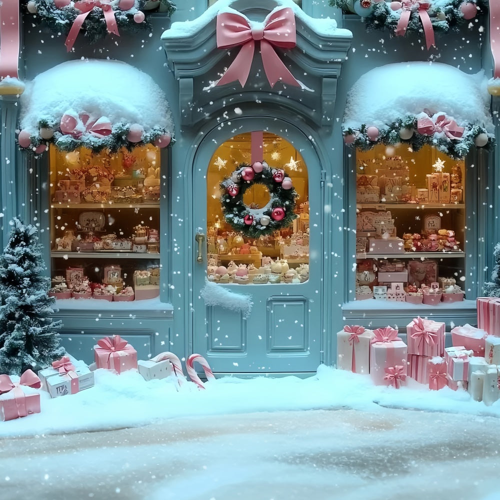 Christmas Backdrops For Photography Pastel Gift House Backdrop CSH6-290