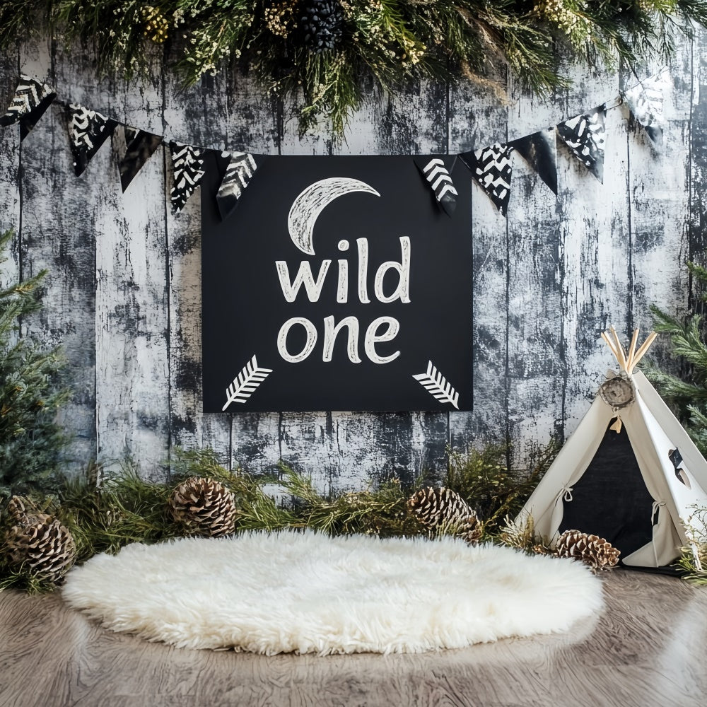 1st Birthday Backdrop Woodland Explorer Party Backdrop CSH6-293