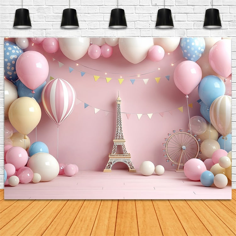 Cake Smash Backdrop Girl Sweet Paris Fantasy Backdrop CSH6-295