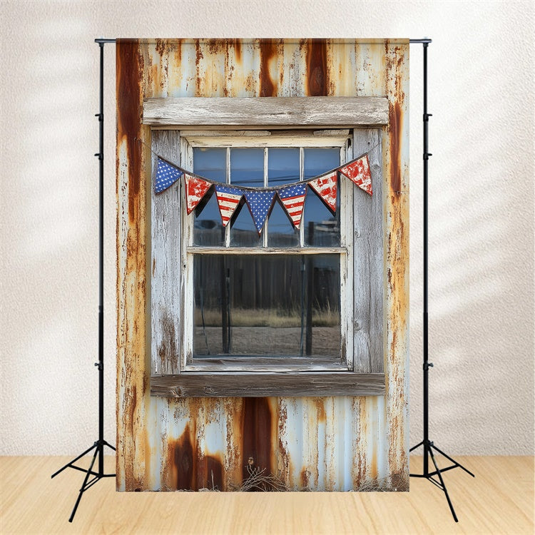 4th of July Backdrop Photography Window Flag Decor Backdrop CSH6-3
