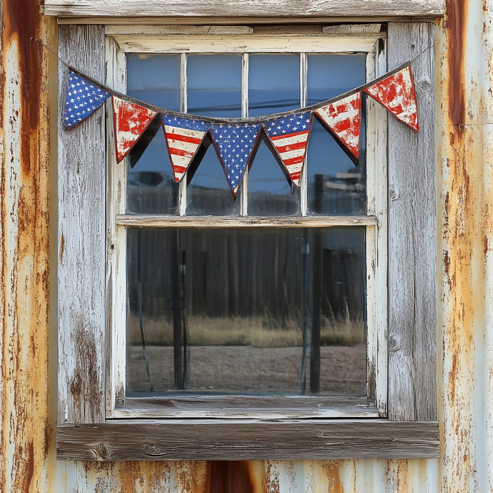 4th of July Backdrop Photography Window Flag Decor Backdrop CSH6-3