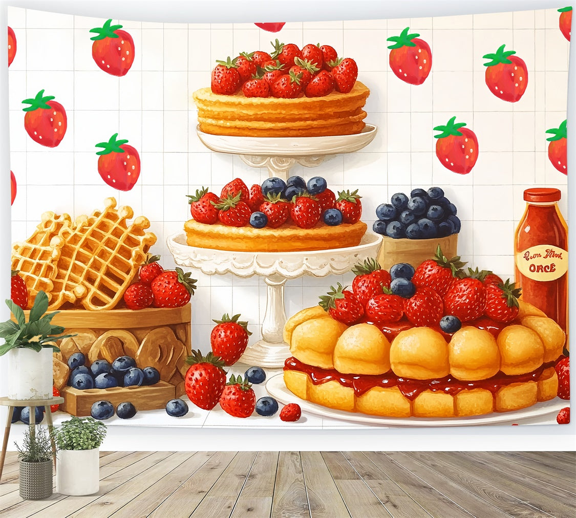 Birthday Backdrops Strawberry Waffle Delight Backdrop CSH6-300