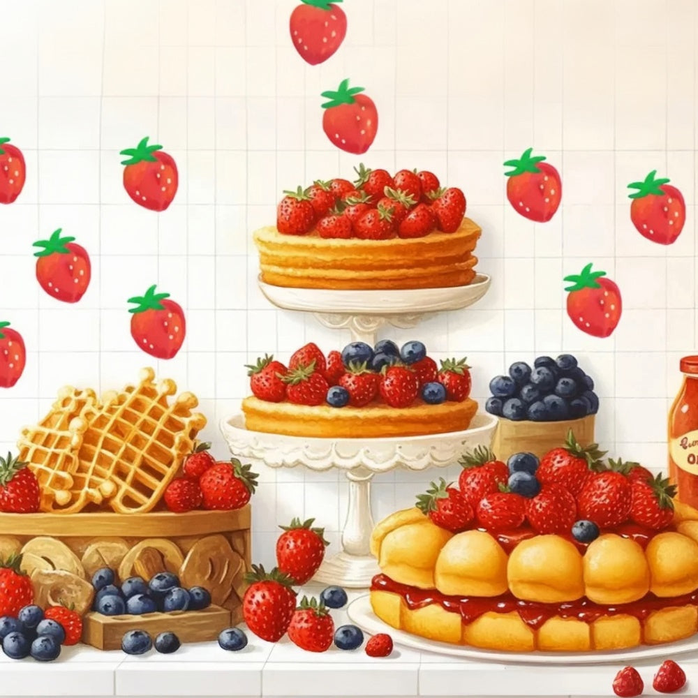 Birthday Backdrops Strawberry Waffle Delight Backdrop CSH6-300