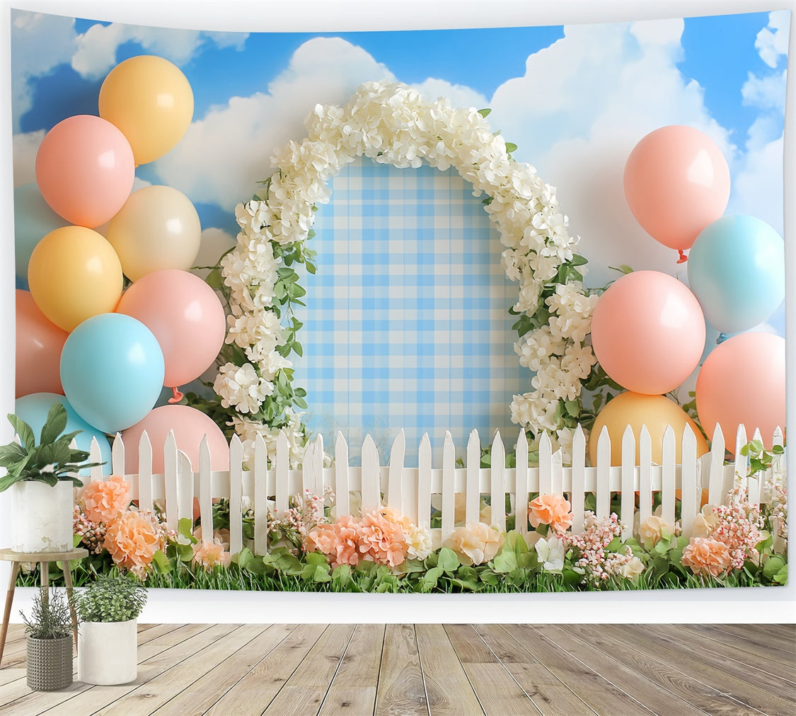 Cake Photography Backdrops Pastel Balloon Meadow Backdrop CSH6-304