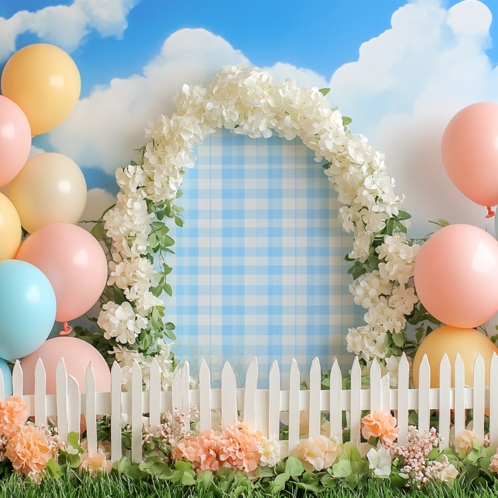 Cake Photography Backdrops Pastel Balloon Meadow Backdrop CSH6-304