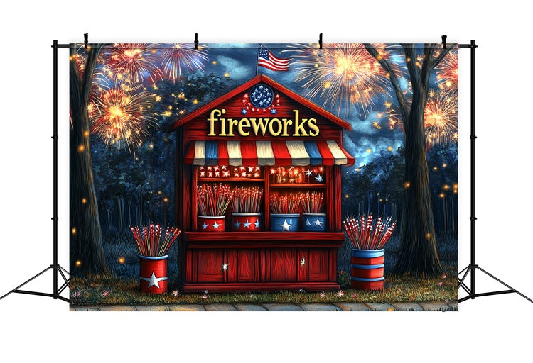 4th of July Firework Backdrop Patriotic Fireworks Stand Backdrop CSH6-31