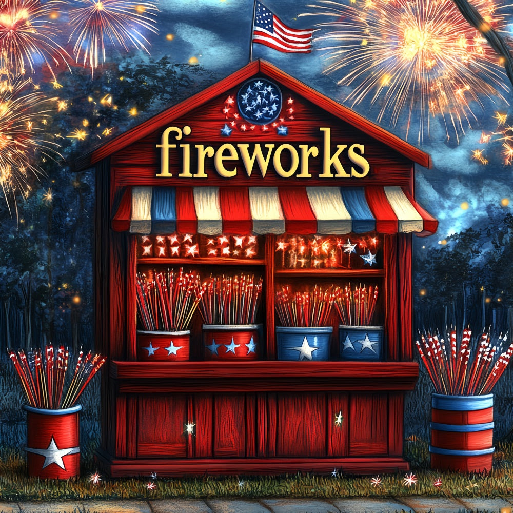4th of July Firework Backdrop Patriotic Fireworks Stand Backdrop CSH6-31