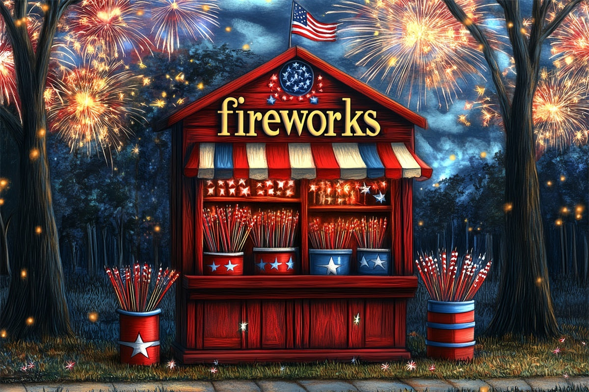 4th of July Firework Backdrop Patriotic Fireworks Stand Backdrop CSH6-31