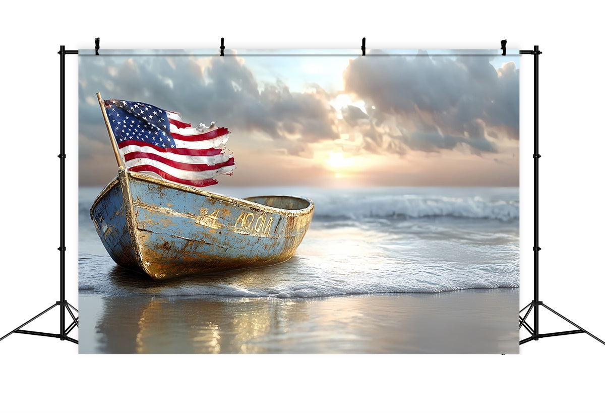 Independence Day Backdrops Drifted Freedom Boat Backdrop CSH6-36