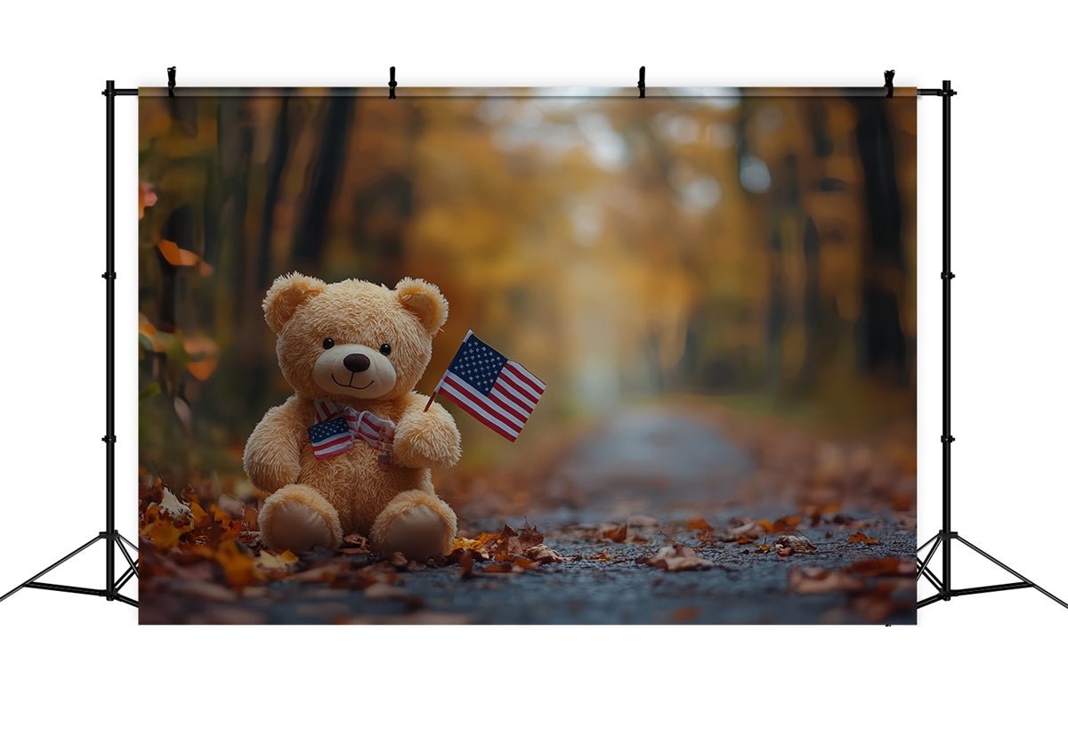 4th of July Photography Backdrops Patriot Teddy Trail Backdrop CSH6-44