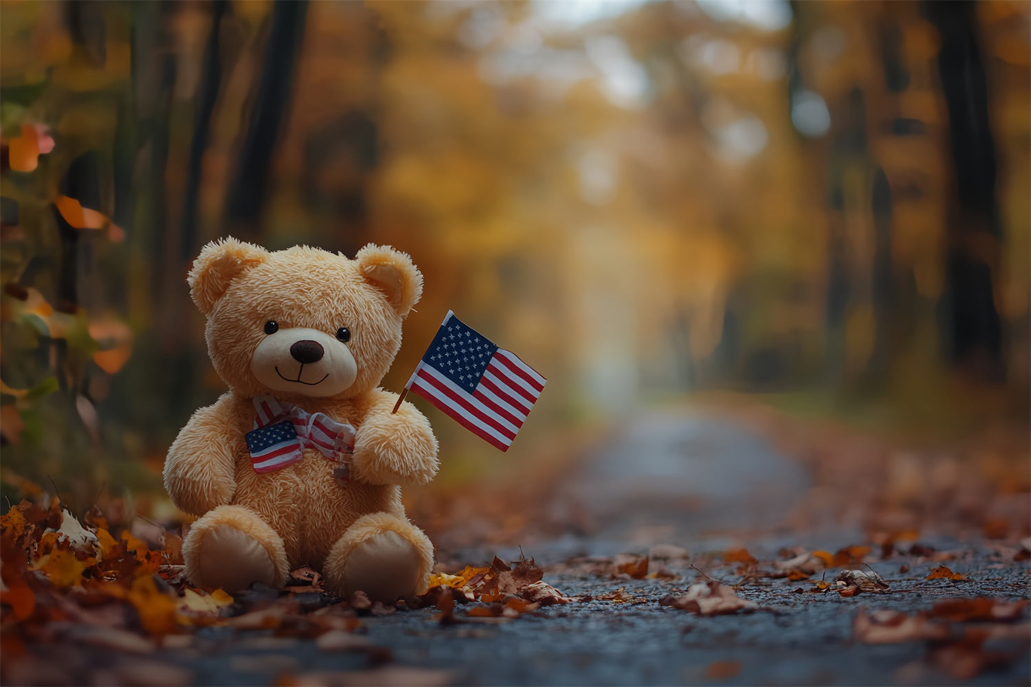 4th of July Photography Backdrops Patriot Teddy Trail Backdrop CSH6-44