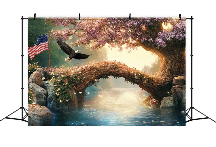 Independence Day Backdrop Patriotic Blossom River Backdrop CSH6-45