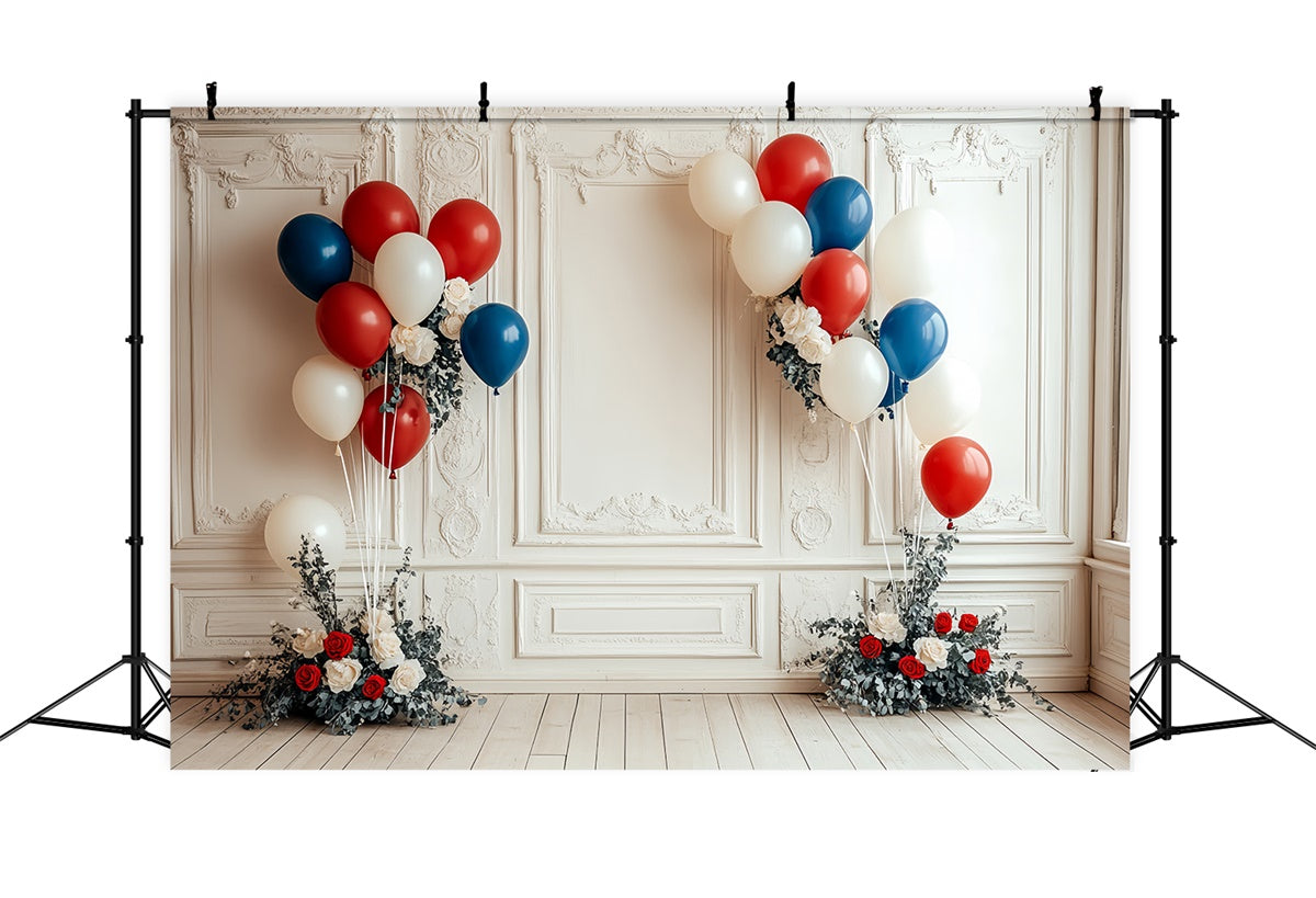 4th of July Backdrop Floral Balloon Vintage Wall Backdrop CSH6-48