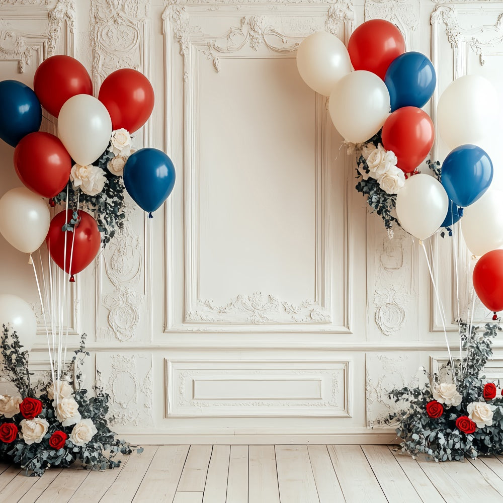 4th of July Backdrop Floral Balloon Vintage Wall Backdrop CSH6-48