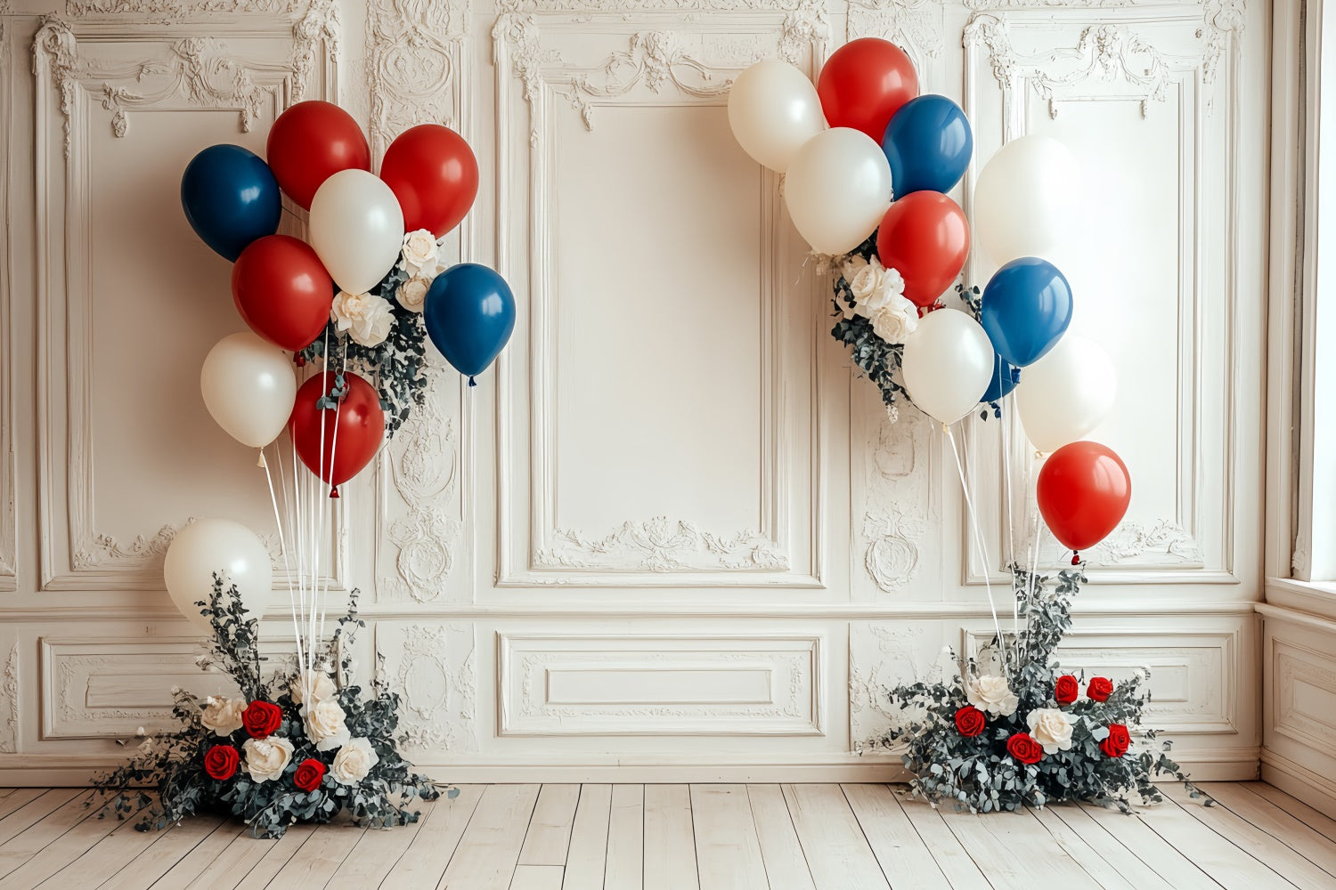 4th of July Backdrop Floral Balloon Vintage Wall Backdrop CSH6-48